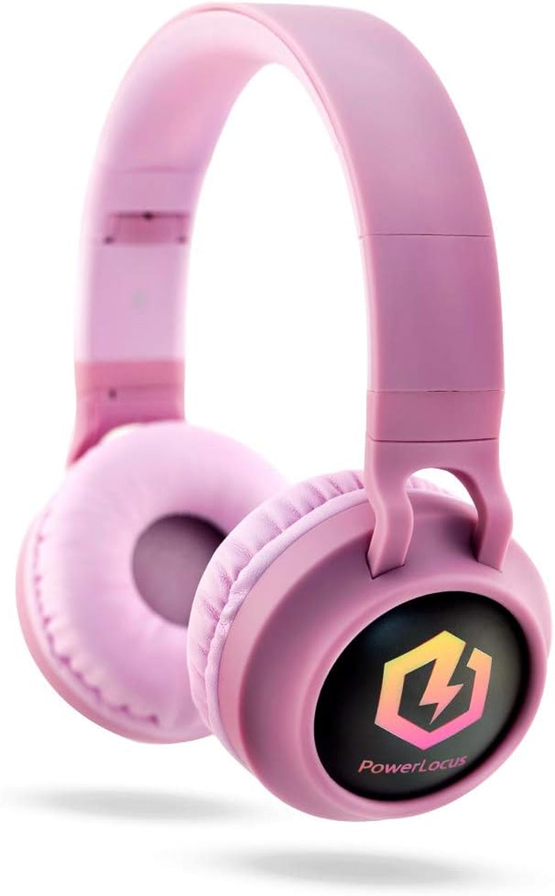 Kids Cat Ear Headphones, Bluetooth 5.3 Wireless, LED Lights, Safe Volume Limit, Micro SD/TF, for Ipad, Tablet, Travel (Pink)